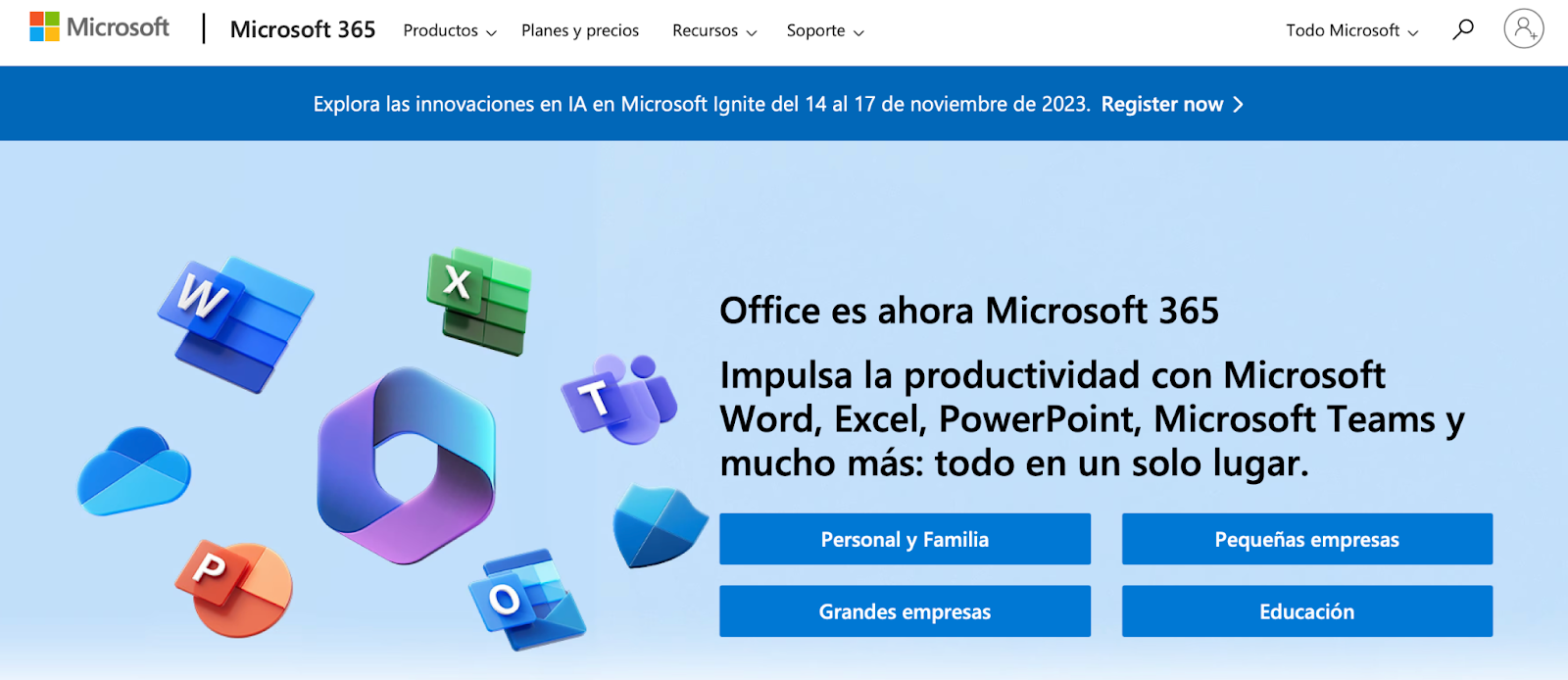 Sitio web Microsoft