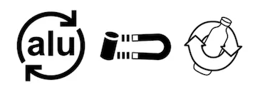 Les logos de recyclage Alu Acier Verre