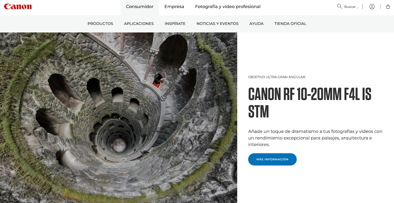 Web corporativa de Canon