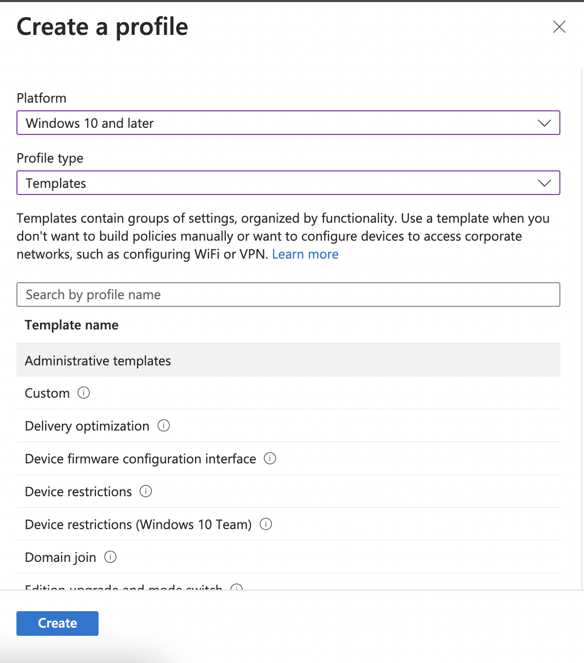 Screenshot with variables to enter, platform: windows 10 or later,  profile: template