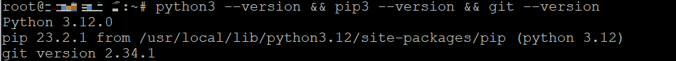 Python, pip, and git version number in Terminal