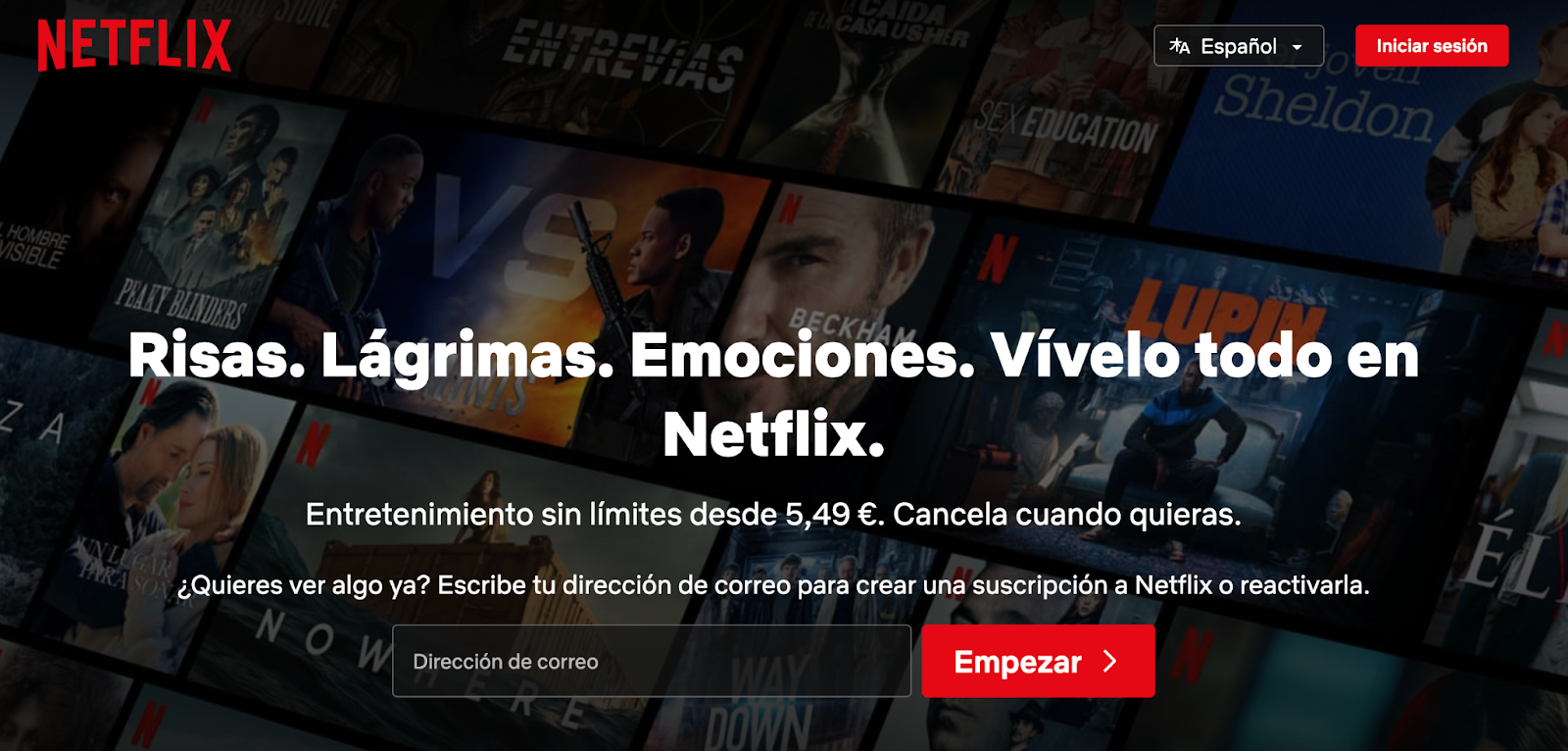 Sitio web Netflix
