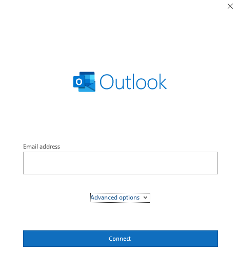 Sección de correo electrónico de Outlook