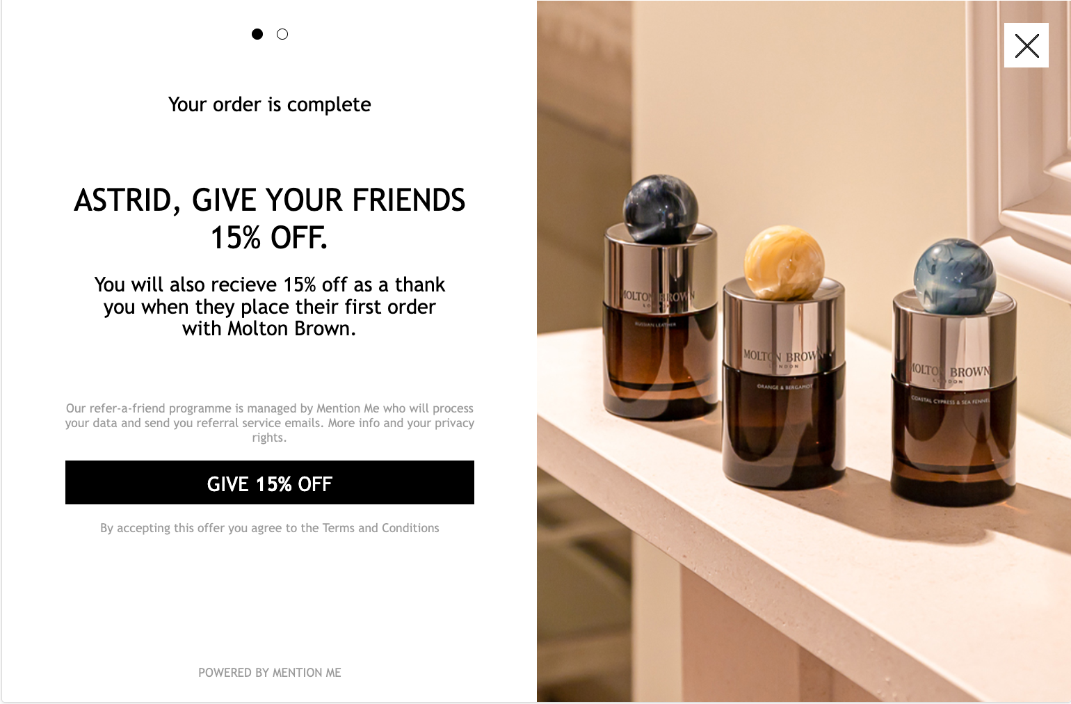 Molton Brown refer-a-friend example