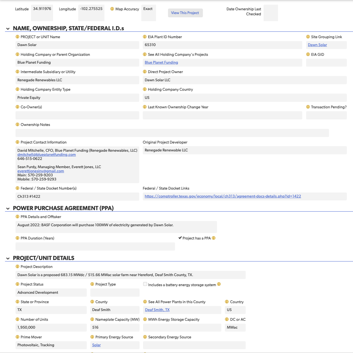 New Builds Dataset screenshot of proposed project 