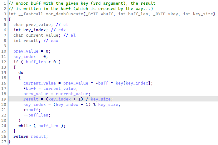 Decompiled code of the second obfuscation method. Source: Sekoia Threat detection & research
