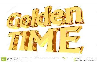 Gold text golden time on a white background