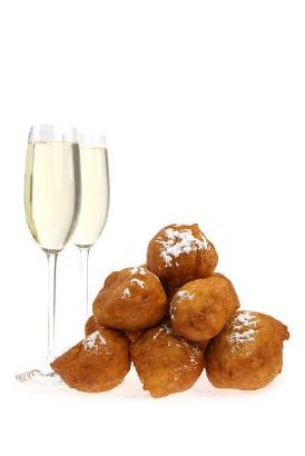 oliebollen and champagne - oliebollen stockfoto's en -beelden