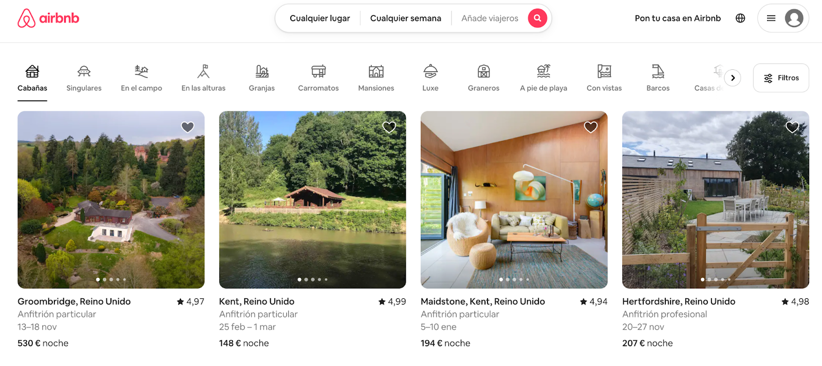 Página web Airbnb