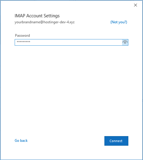 Introducción de la contraseña de una cuenta de correo electrónico en Outlook en Windows