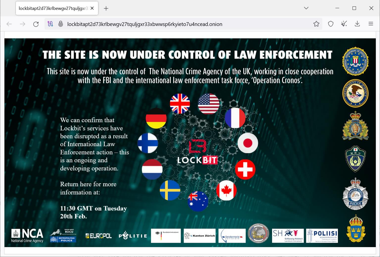 Правоохранители захватили сайты вымогателей LockBit