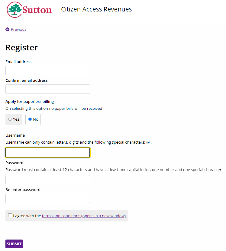 Image of register page.