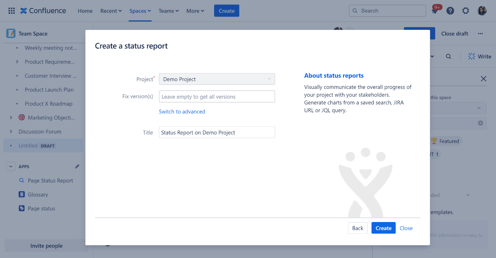 Create a status report