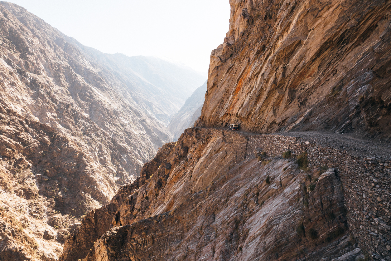 World's most dangerous roads, a narrow mountain road