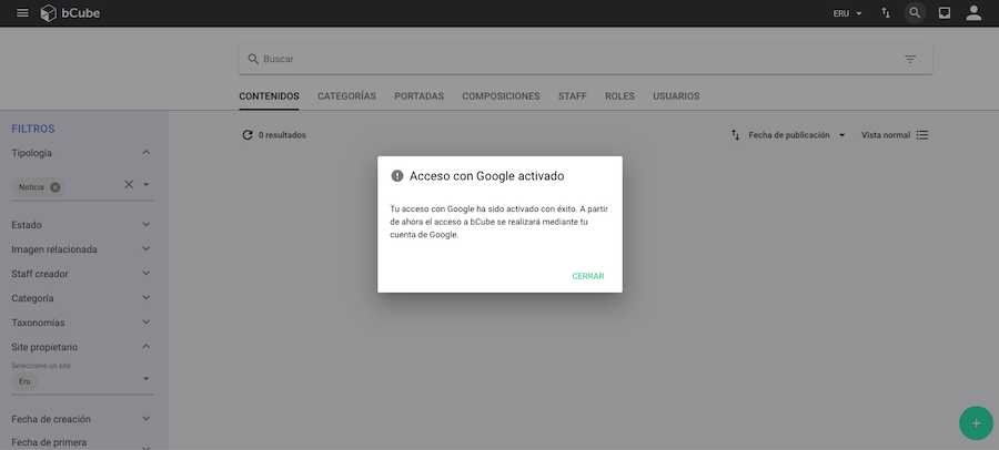 acceso Google activado