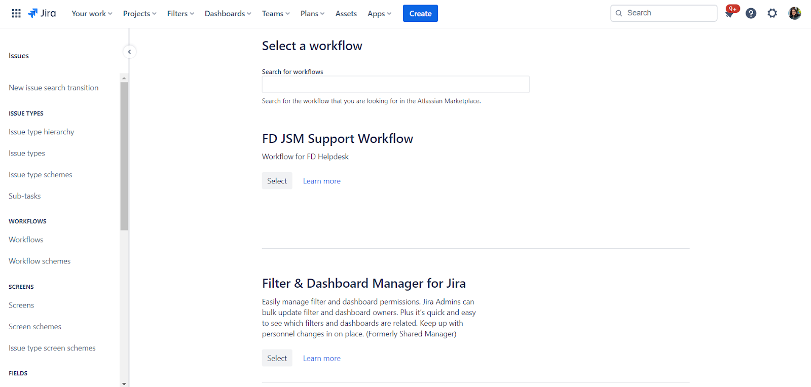 Workflow Template from Marketplace