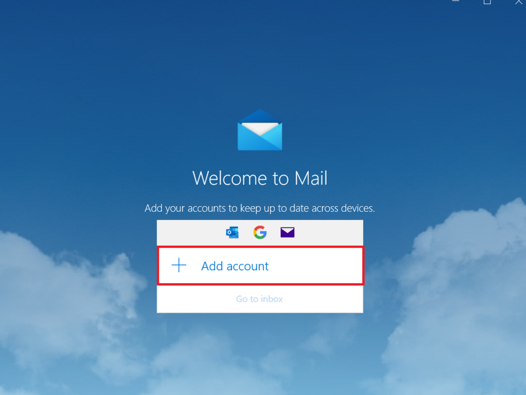 Ventana "Welcome to Mail" en Mail en Windows