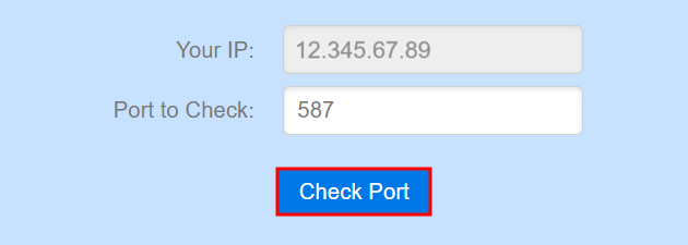 Ejemplo de comprobación de puertos en CanYouSeeMe.org