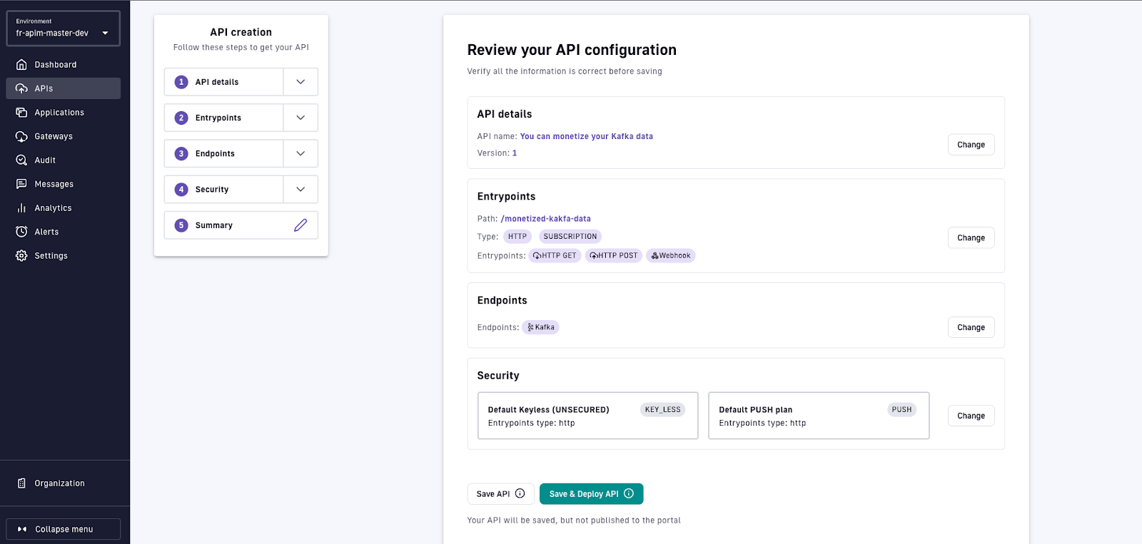 API Developer Portal: API creation
