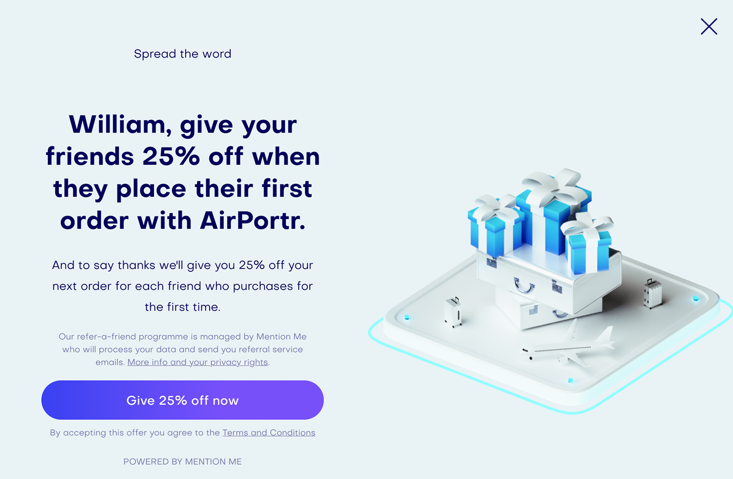 Airportr refer-a-friend example