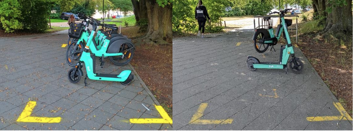 Scooter and e-bike parking in Erkner without and with pictogram- TH Wildau study