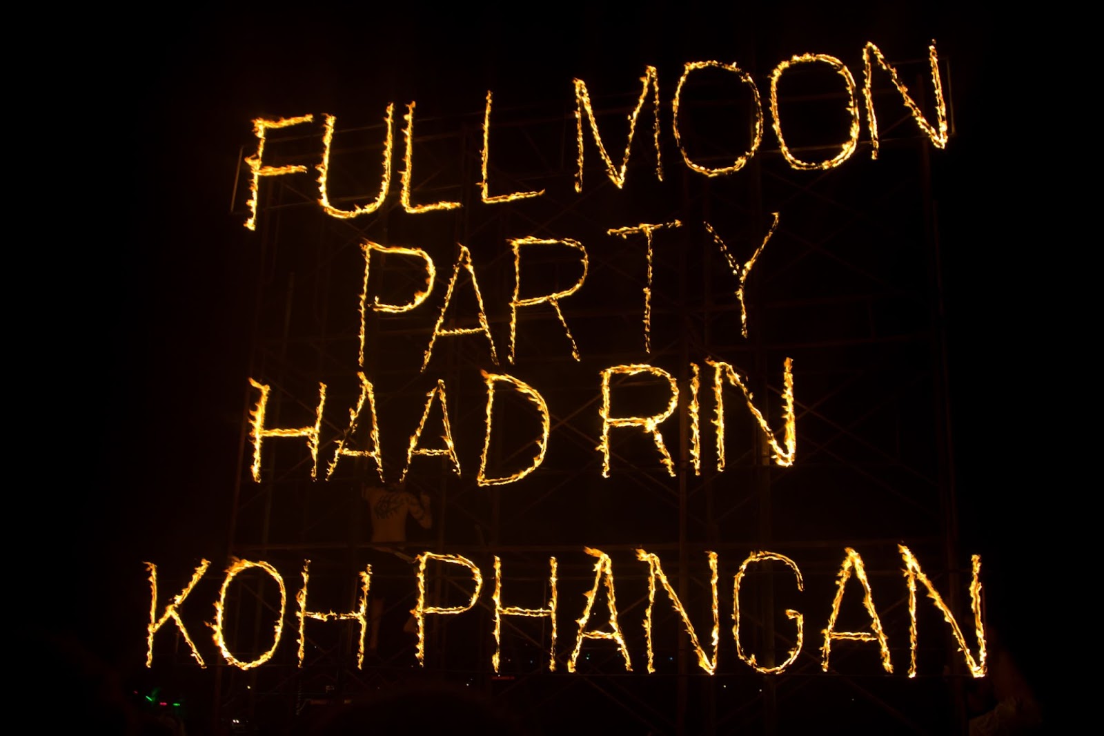 full moon party spelled with fire