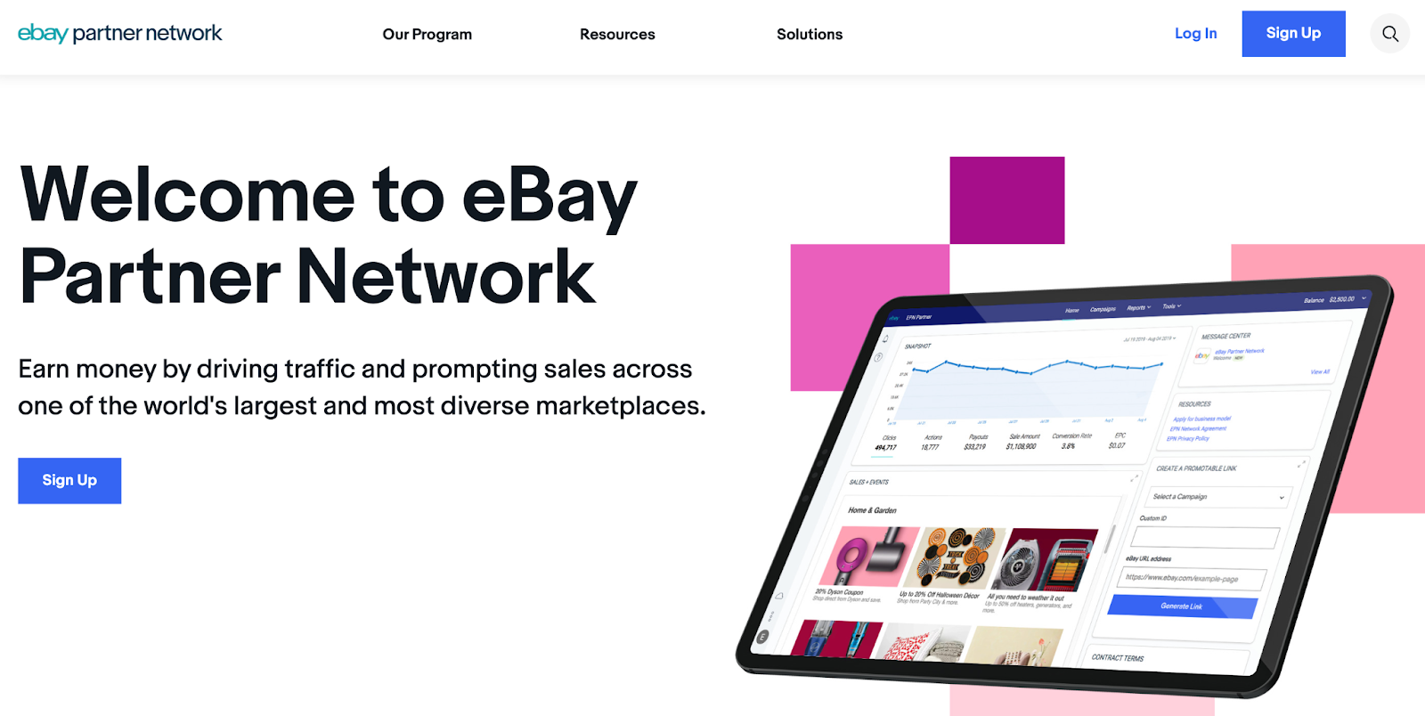 Sitio web de eBay Partner Network