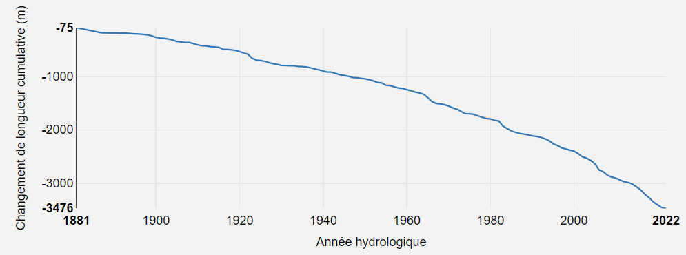 evolution du glacier au fil des années