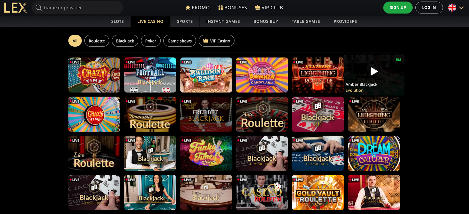 Lex casino live spēles