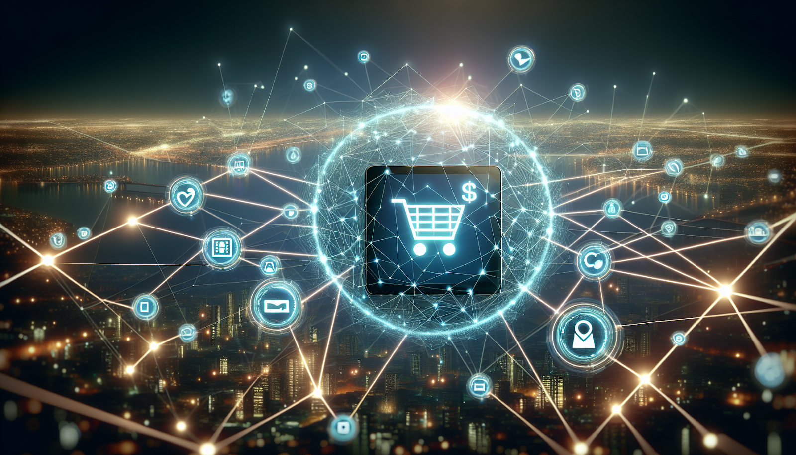 Ein Netzwerk von digitalen Geräten und Symbolen, das einen Omnichannel-Ansatz im Pharmamarketing darstellt
