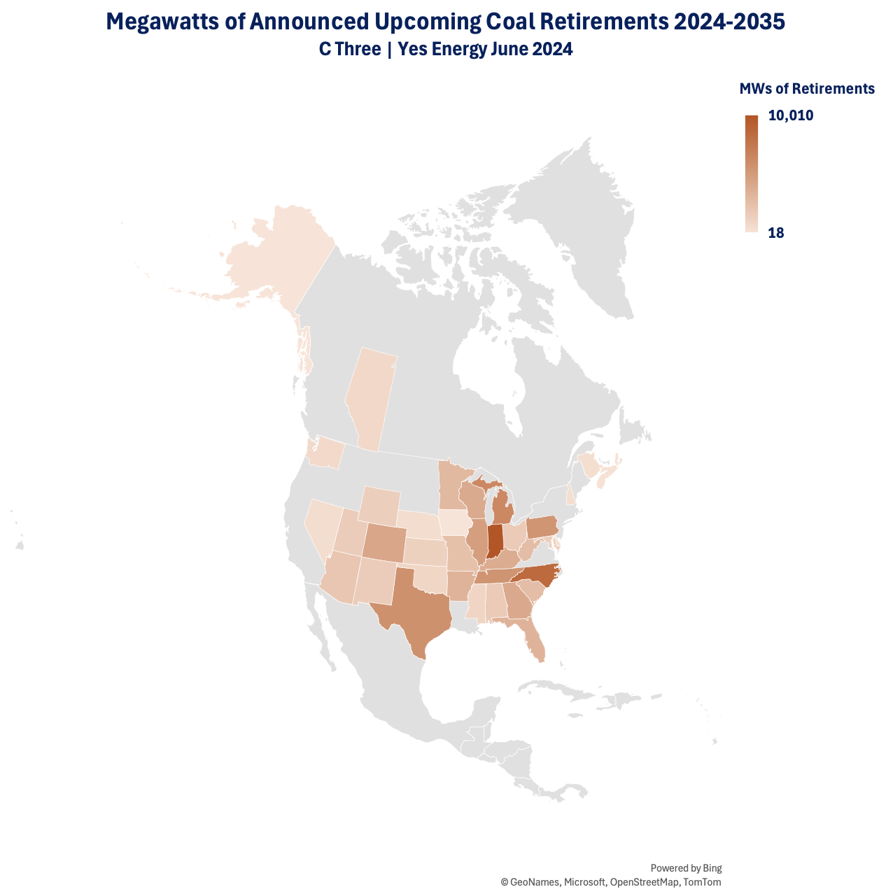 megawatts of announced upcoming coal retirements in Texas