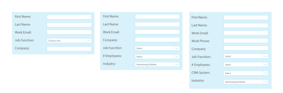 An example showing how a form with fewer fields looks more user friendly