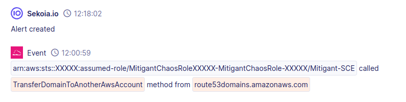 Detection scenario by Sekoia and Mitigant following an attack carried out by Scattered Spider in the cloud. Step: Defense Evasion  