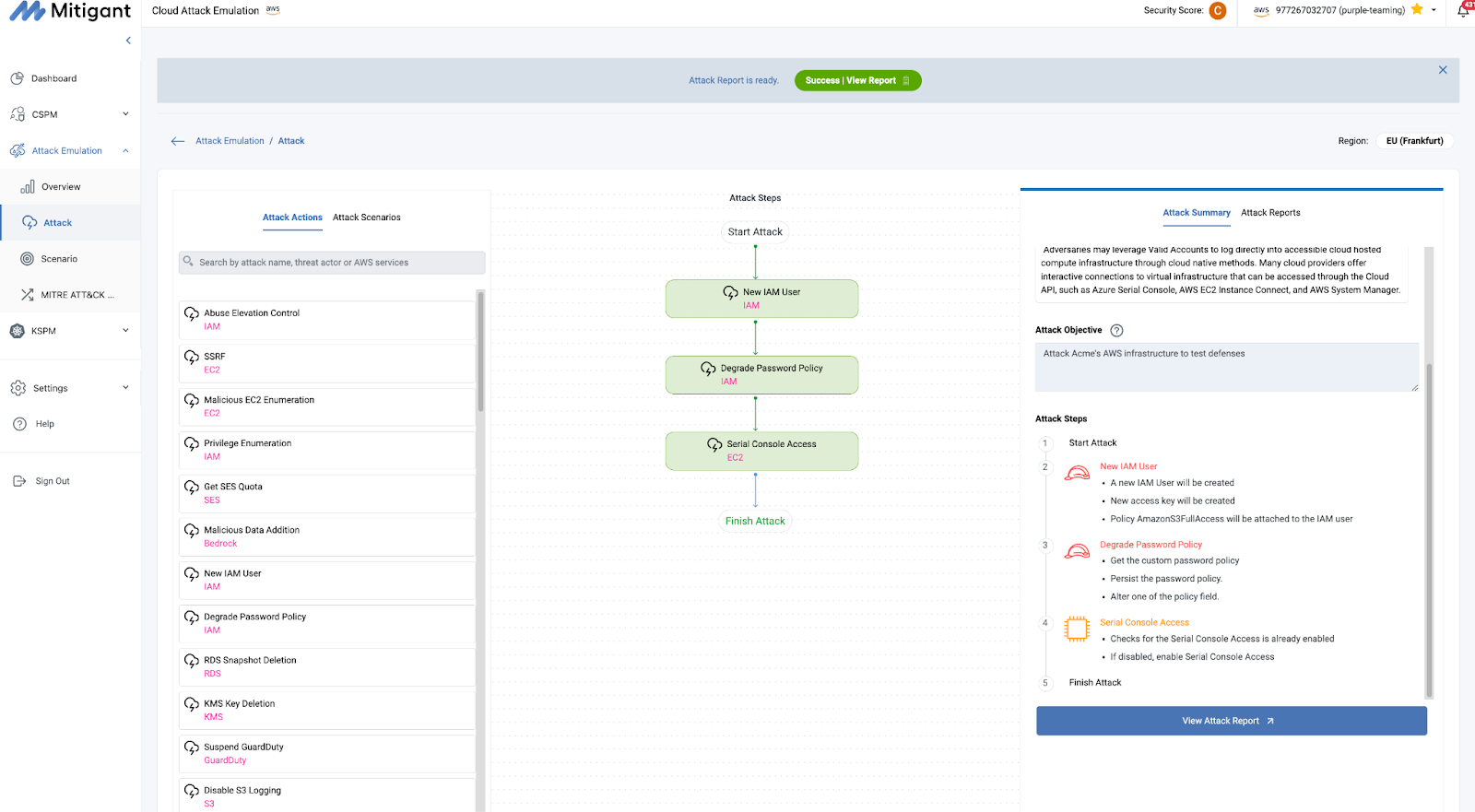 Mitigant Cloud Attack Emulation Provides No-Code Interface For Executing Attacks.