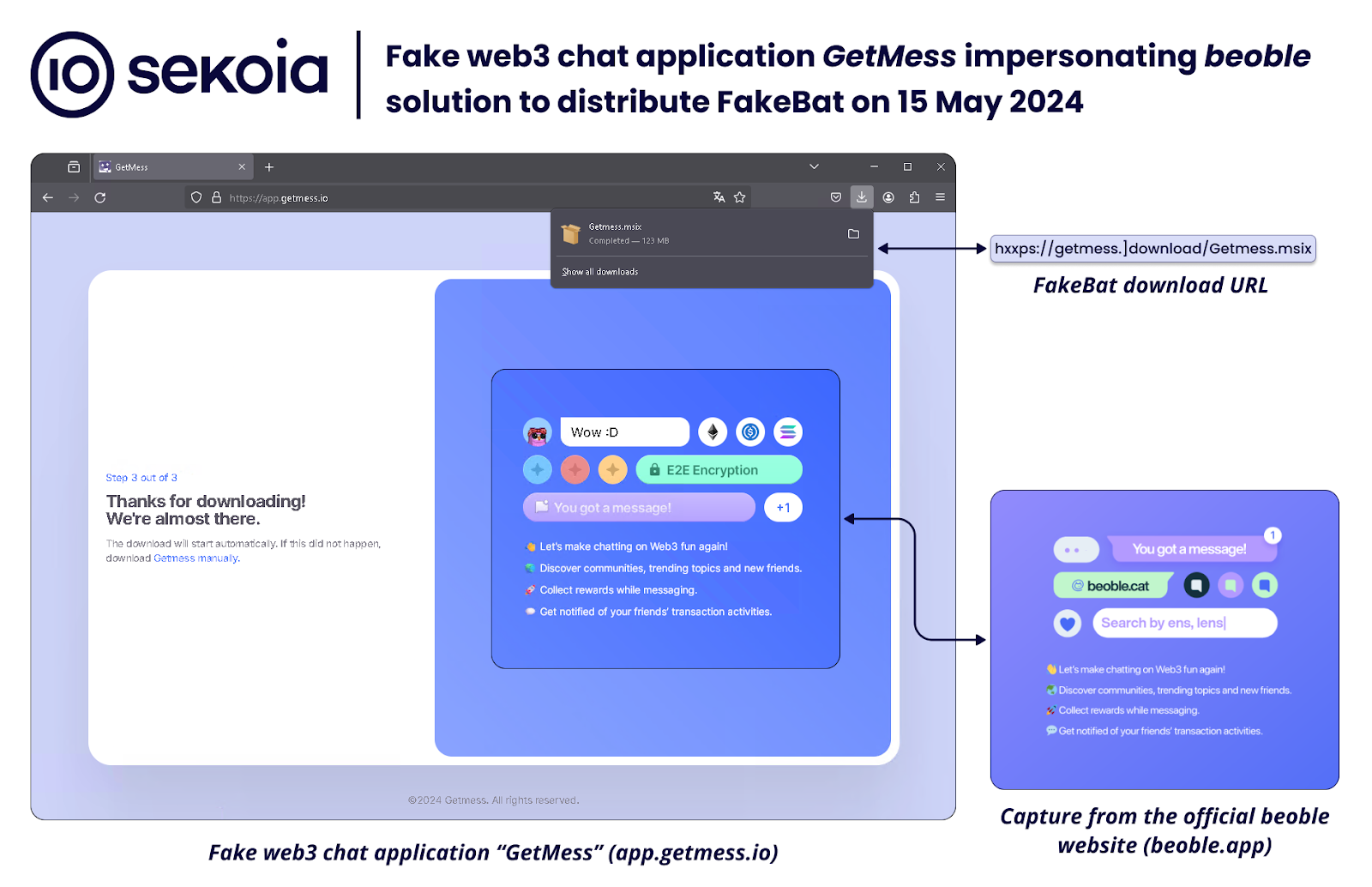Fake web3 chat application to distribute FakeBat on 15 May 2024.