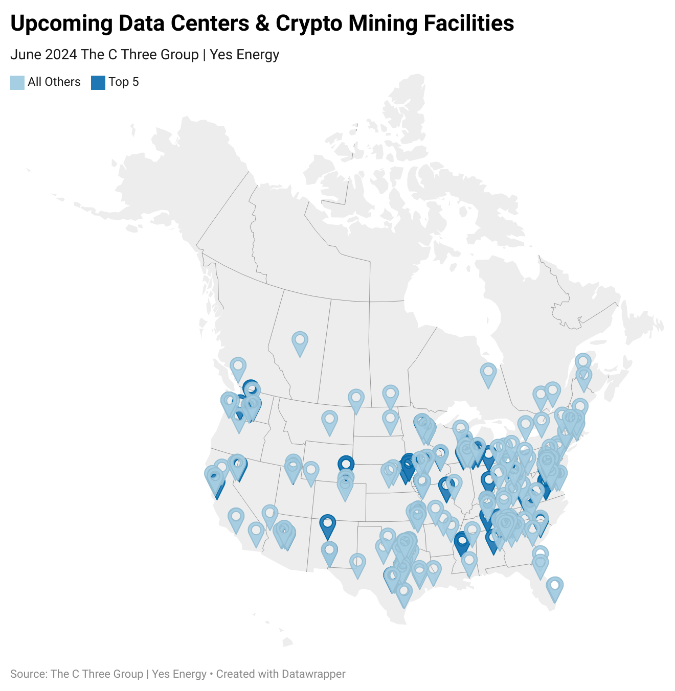 planned data center growth across North America