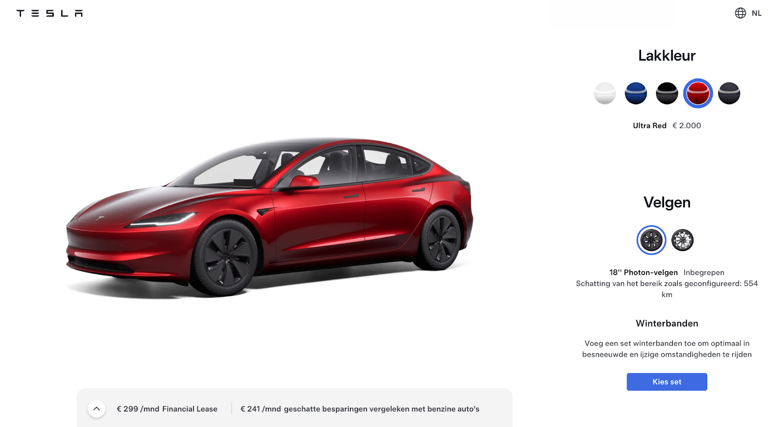 productbeschrijving van een Tesla auto