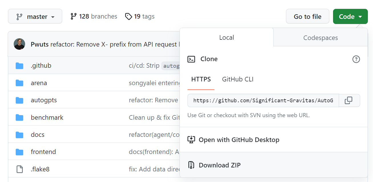 The Download ZIP button in a GitHub repository