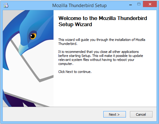 Asistente de configuración de Mozilla Thunderbird en Windows