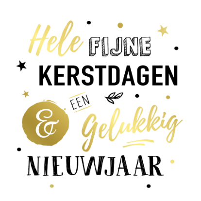 Moderne kerstkaart typografisch met goudfolie