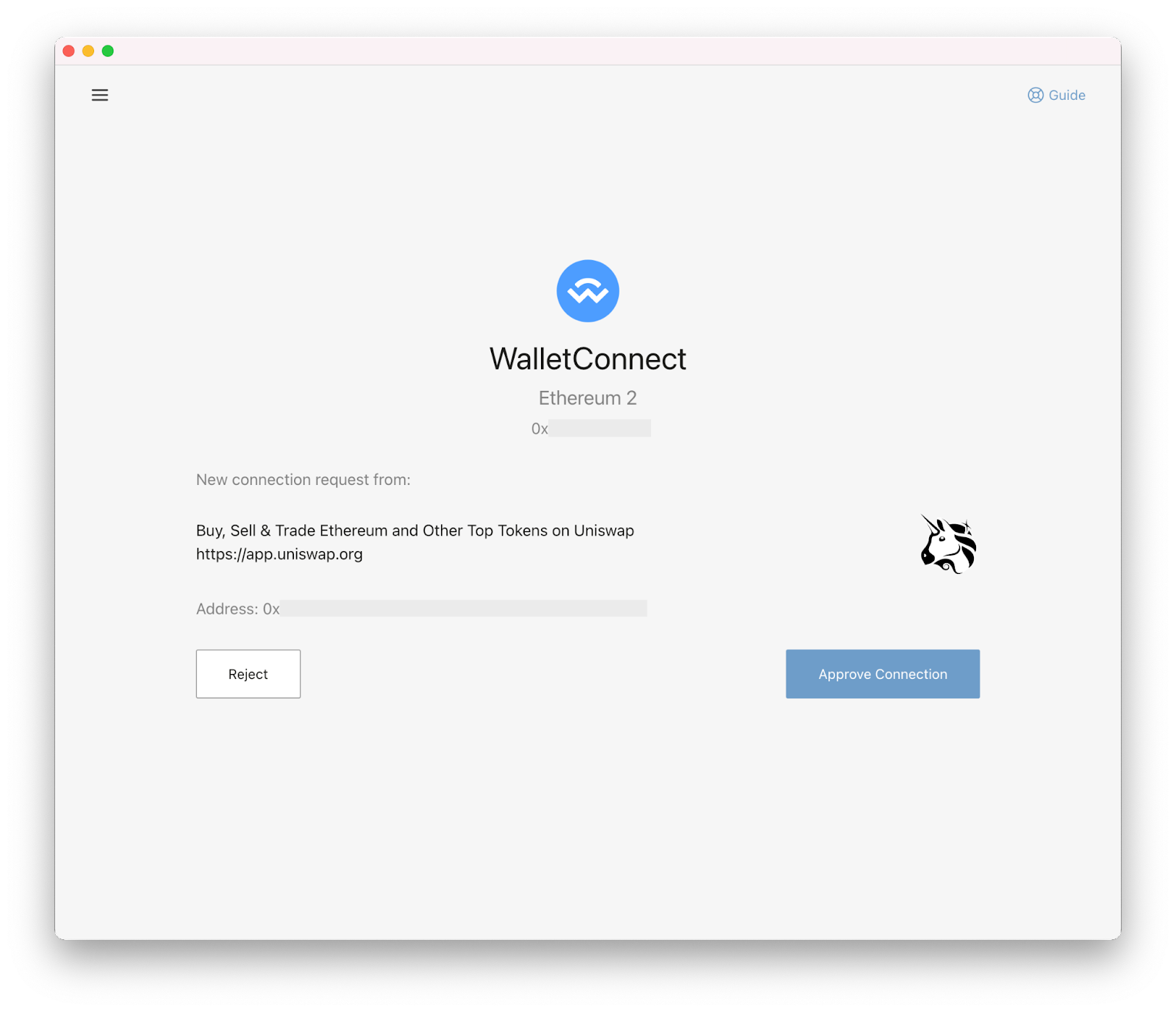 Mithilfe von WalletConnect die BitBoxApp mit einer DApp verbinden