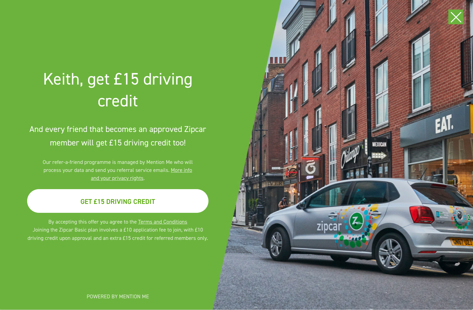 Zipcar refer-a-friend example