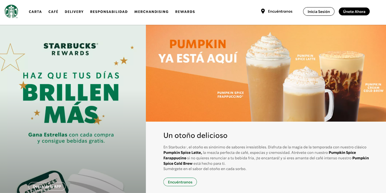 Página web Starbucks