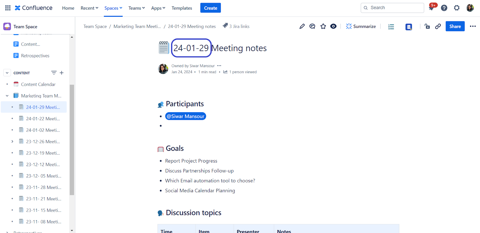 Add timestamps in Confluence content