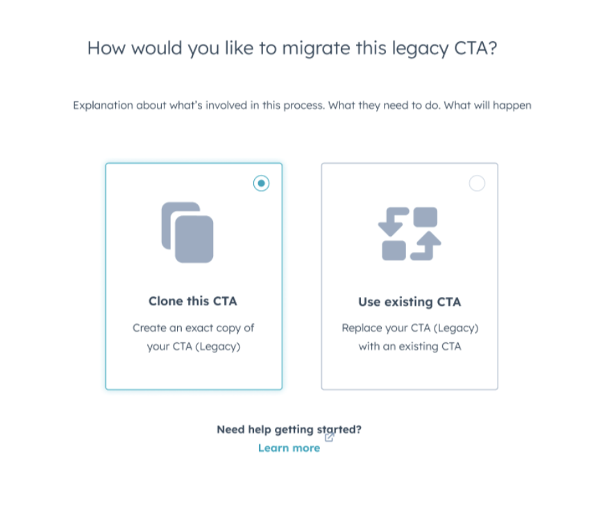 Legacy CTA Migration feature