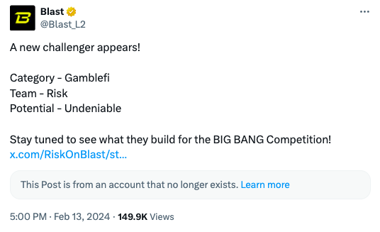 Первый rug pull в Blast: разработчики RiskOnBlast вывели $1,25 млн