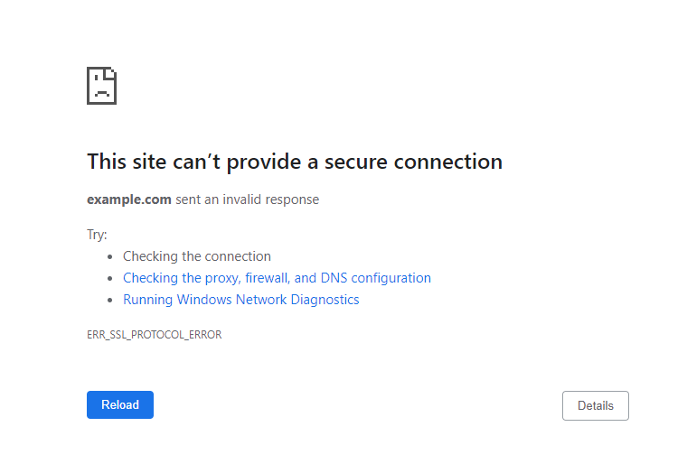 Mensaje de error "este sitio web no puede proporcionar una conexión segura" en Google Chrome