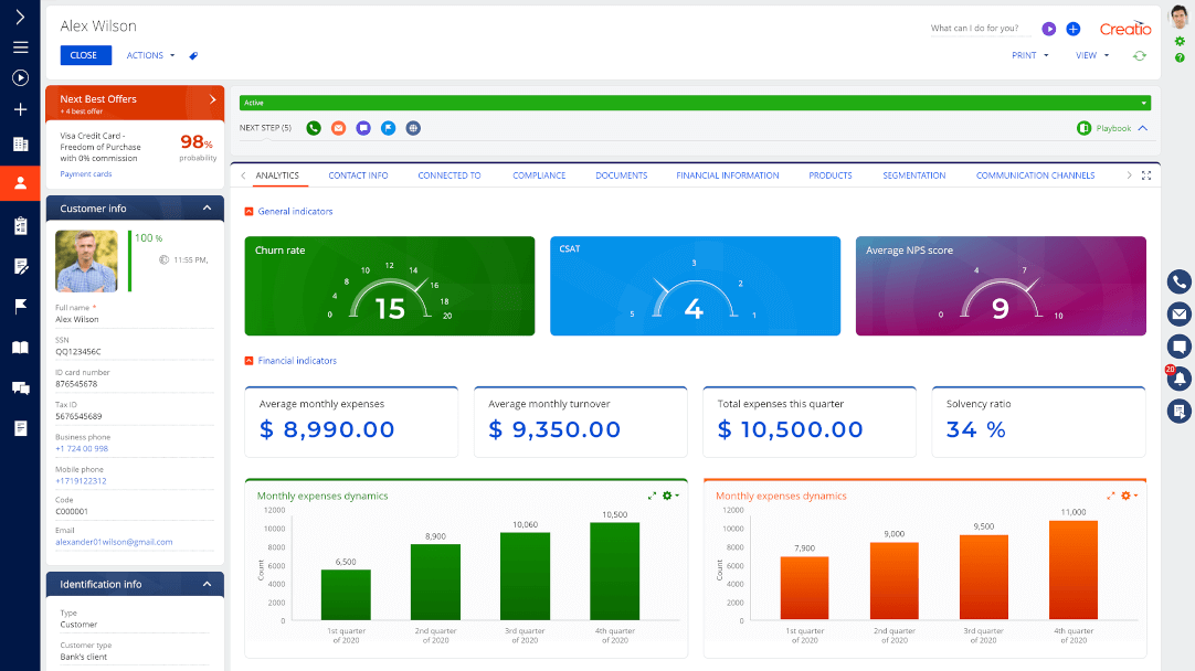 Screenshot vom Creatio CRM