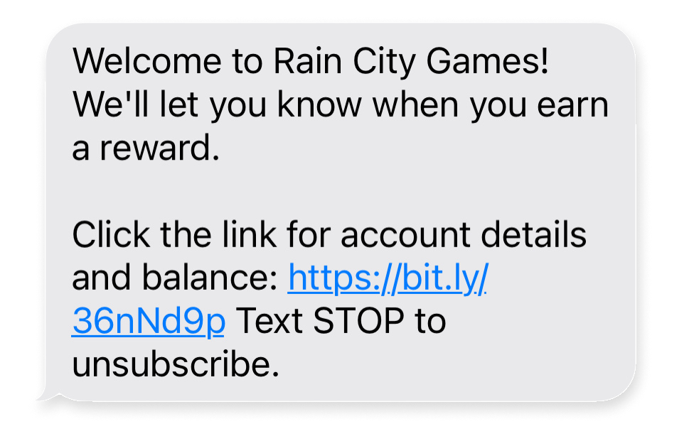 rain city games sms short link